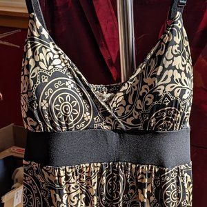 Black and Gold Dress with Back Tie-Sash, Fits Size M/L